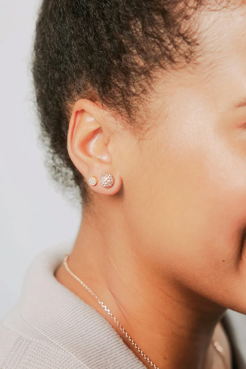 8mm Sparkle Ball Earrings - Gold - Image 2