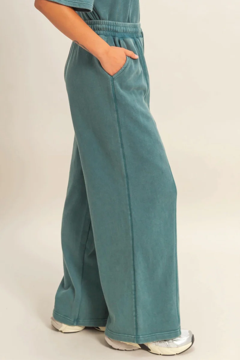 Acid Wash Wide Leg Sweatpants - Image 2
