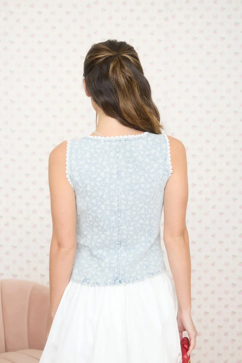 Aubrey Floral Denim Vest - Image 3