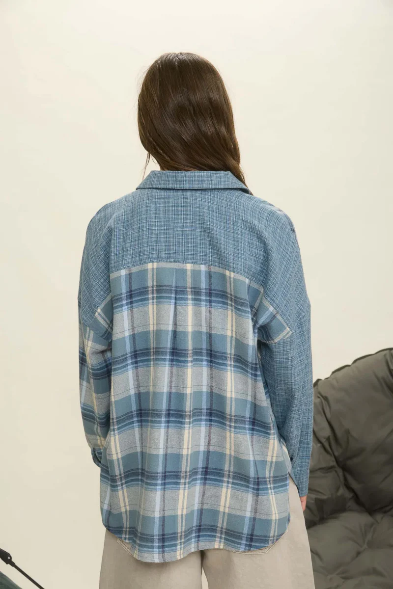 Color-Block Plaid Shirt - Image 2