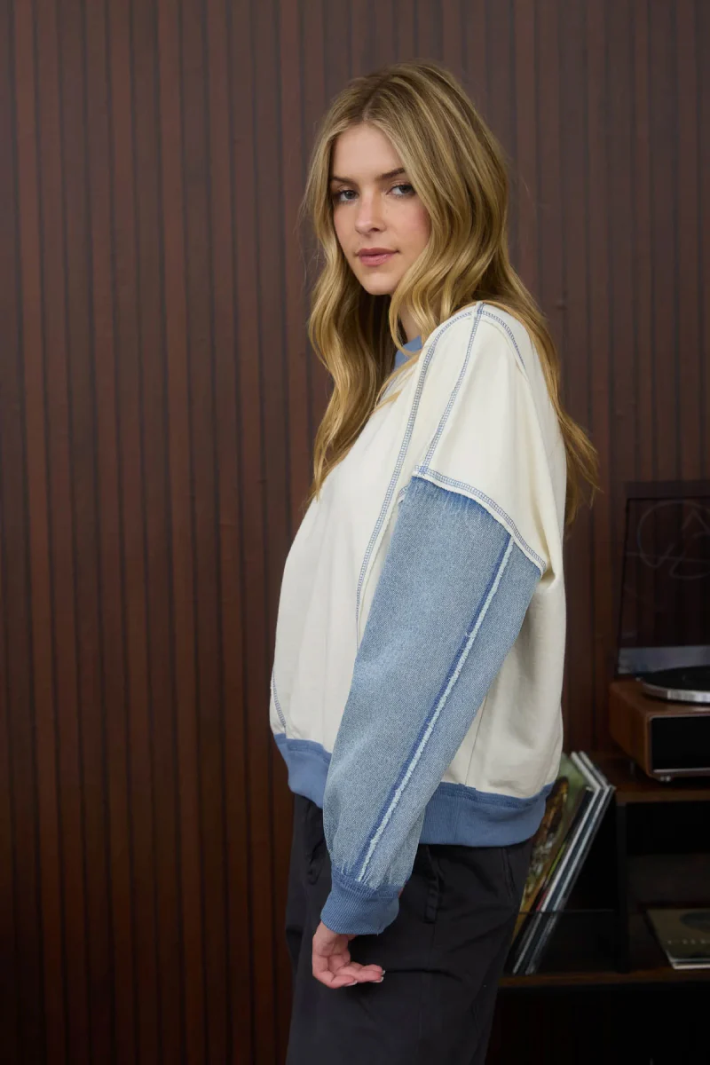 Denim Sleeve Sweatshirt - Image 3