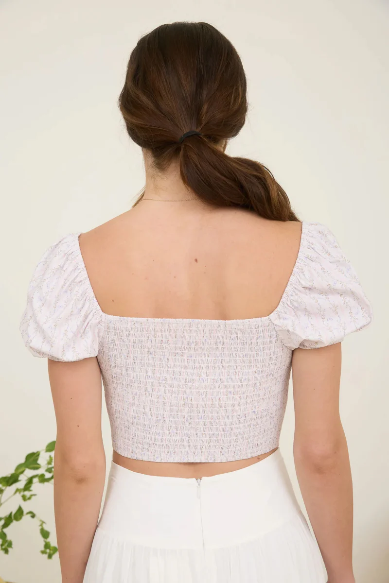 Floral Stripe Corset Crop Top - Image 2