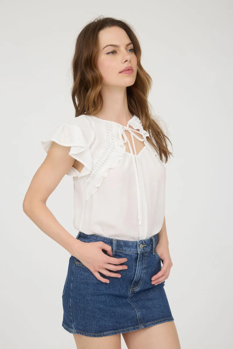 Keyhole Lace Trim Top - Image 3
