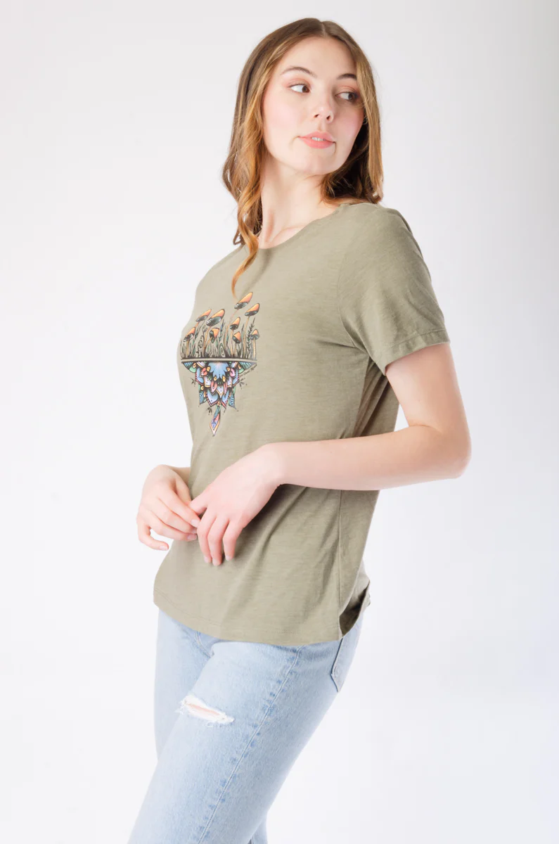 Colourful Mandala Mushroom Tee - Image 3