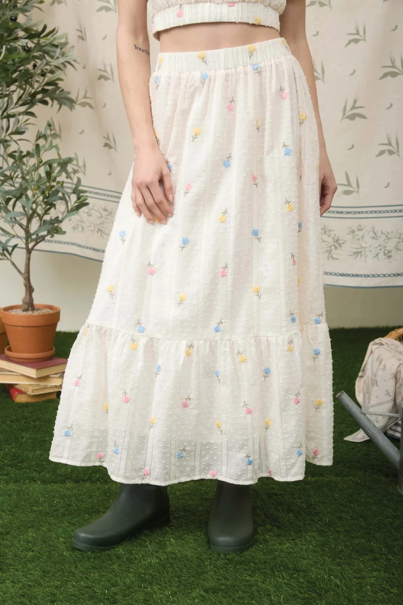Floral Dot Midi Skirt