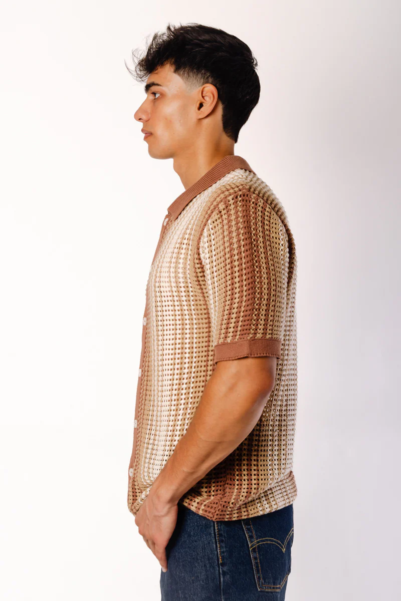 Stripe Crochet Button Up Shirt - Image 4
