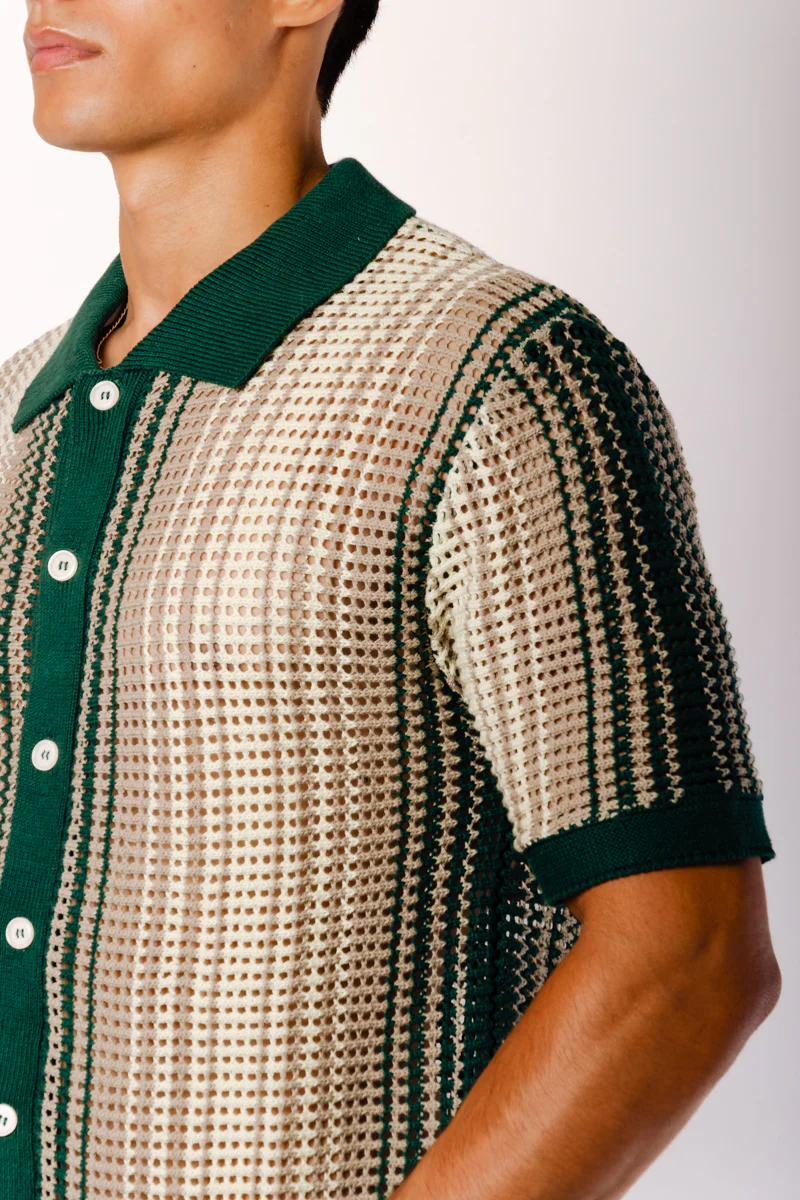 Stripe Crochet Button Up Shirt - Image 4