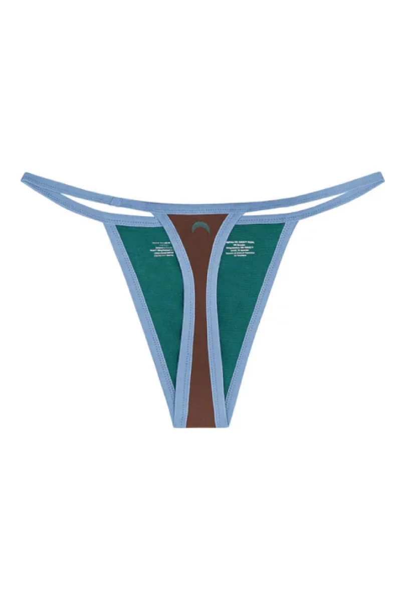 High Rise String Thong - Brown / Sky Blue - Image 2