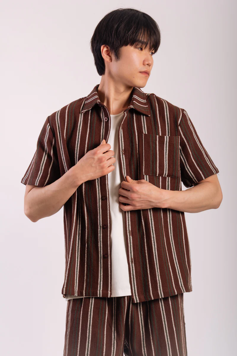 Textured Stripe Short Sleeve Shirt - Image 4