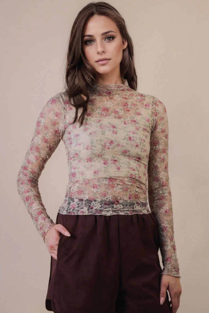 Lace Floral Mesh Top - Image 2