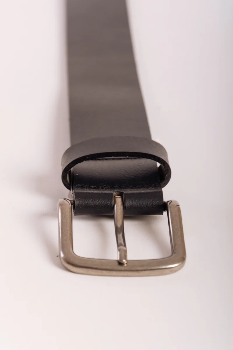 Leather Belt with Nickel Buckle - Image 3