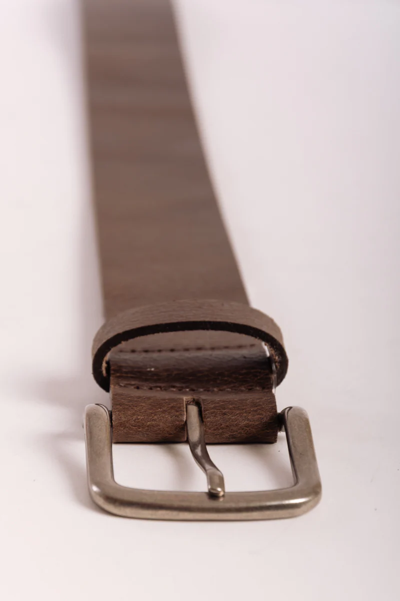 Leather Belt with Nickel Buckle - Image 3