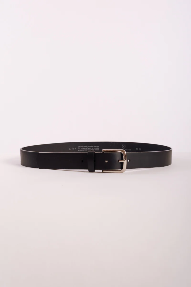 Leather Belt with Nickel Buckle - Image 2