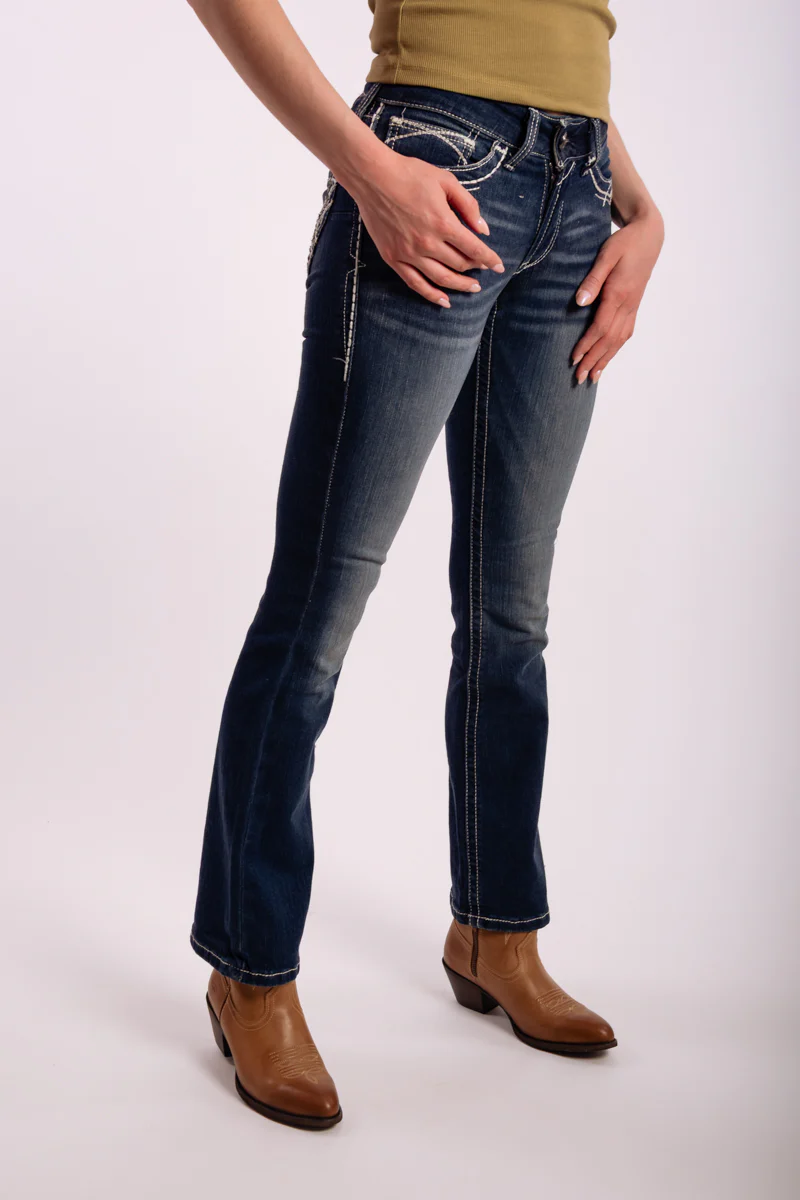 Mid Rise Entwined Bootcut Jeans - Image 4