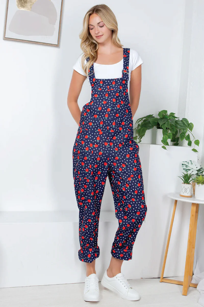 Retro Strawberry Corduroy Overalls - Image 2