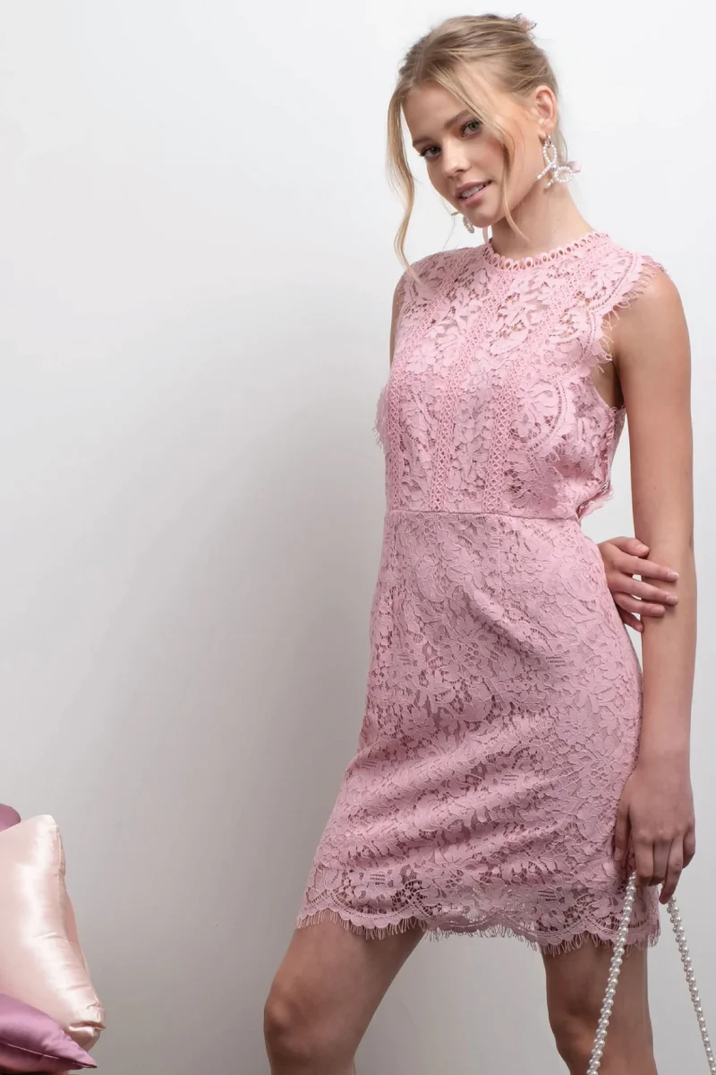 Scallop Lace Mini Dress - Image 3