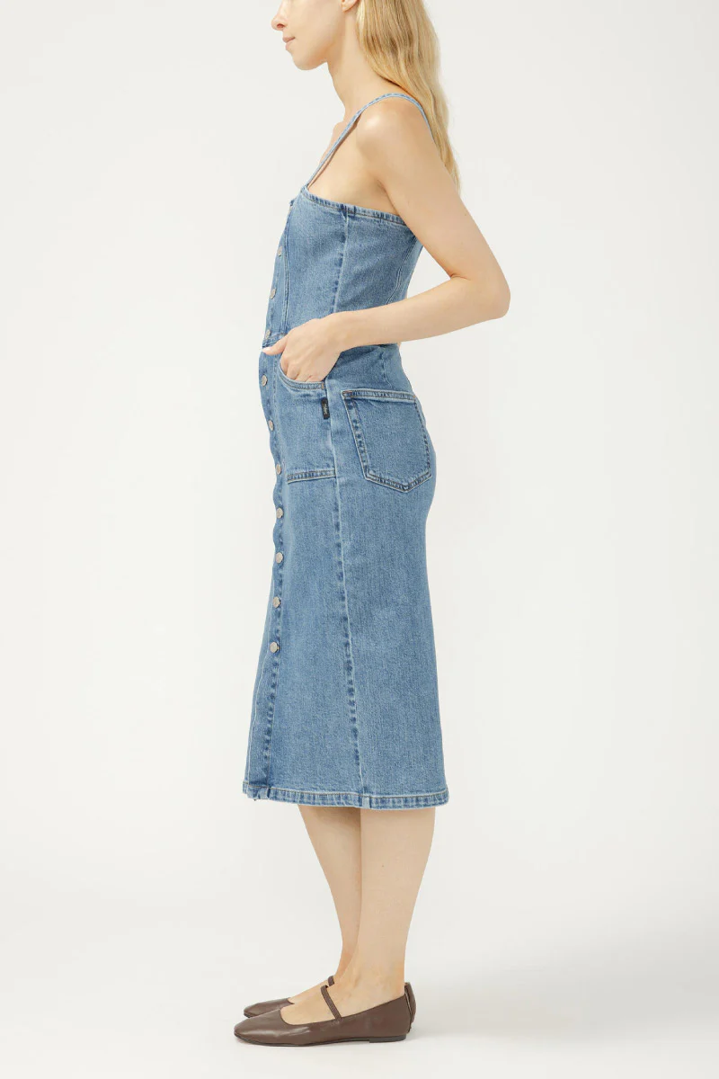 Button-Front Denim Midi Dress - Image 3