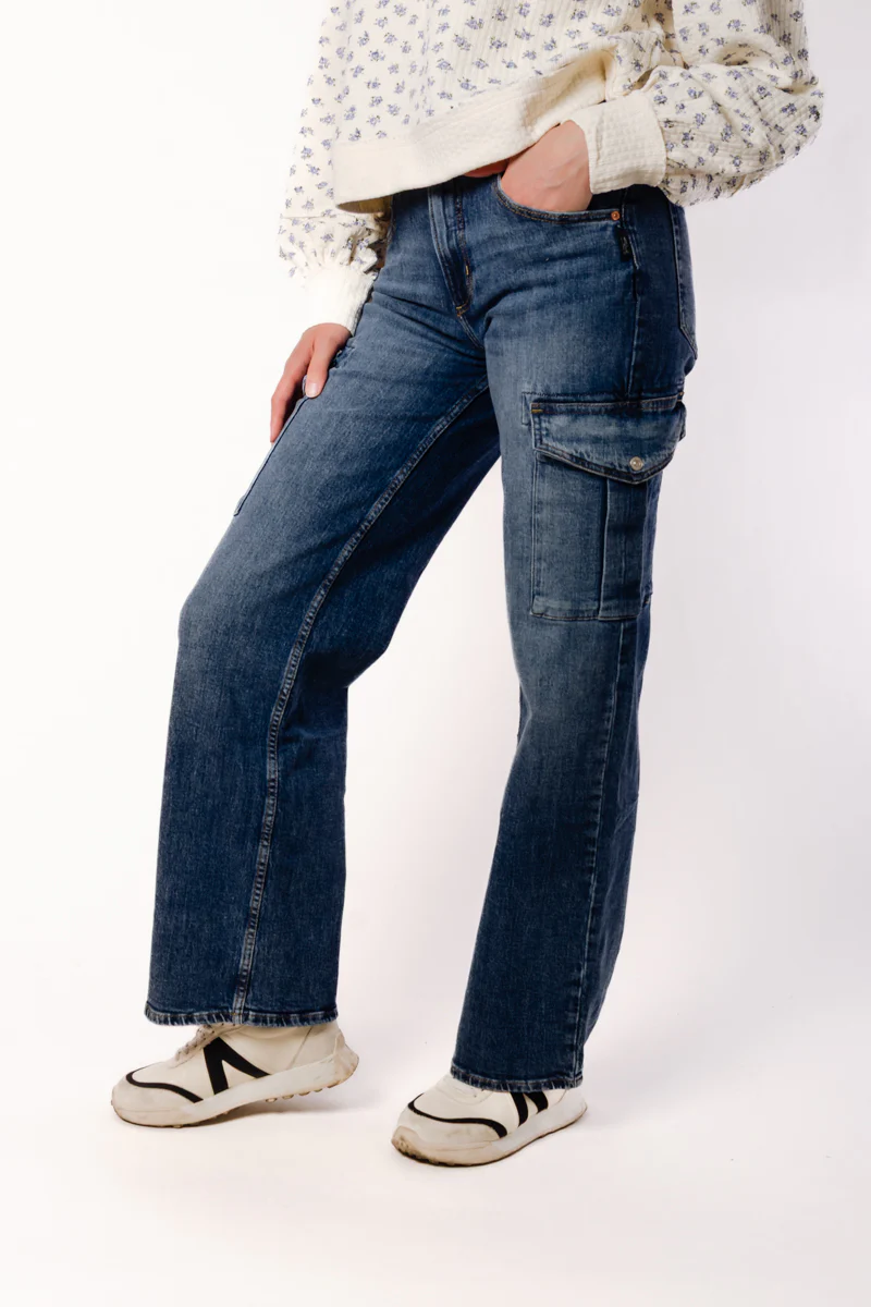Denim Cargo Wide Leg Jeans - Image 3
