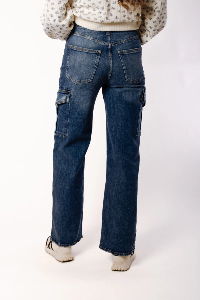 Denim Cargo Wide Leg Jeans - Image 4