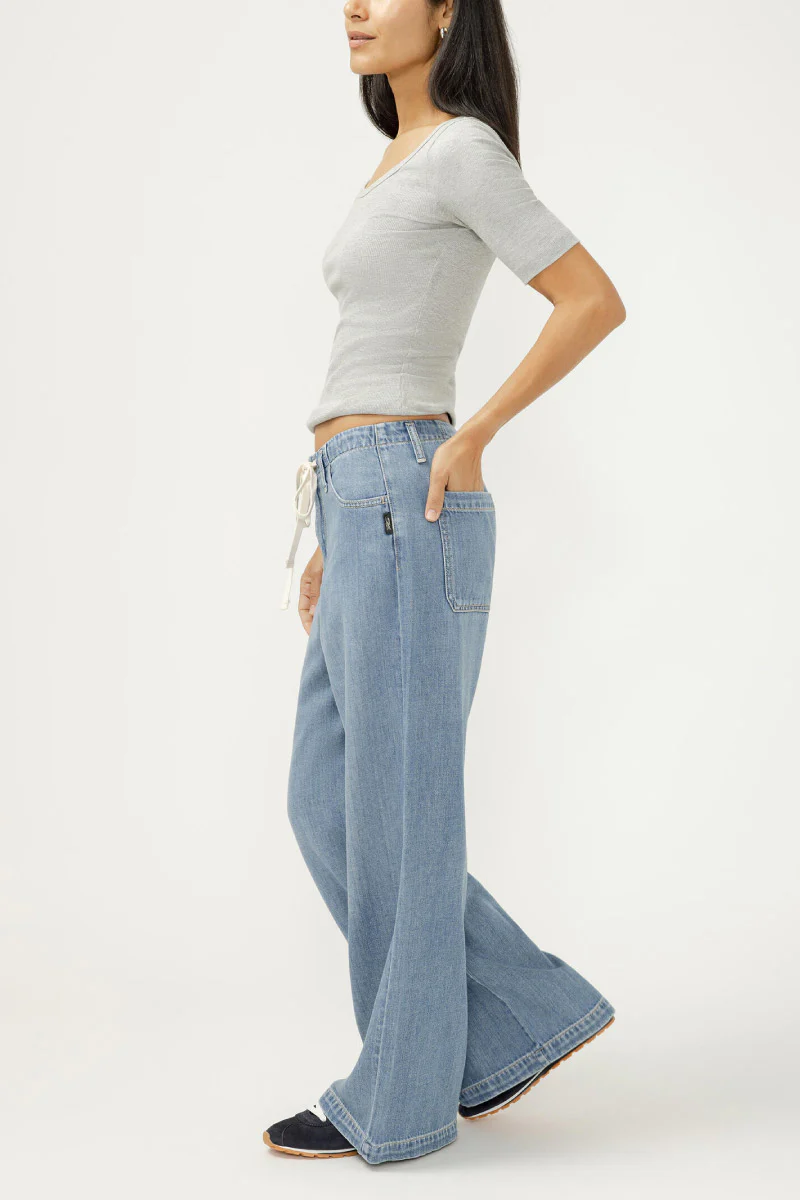 Wide Leg Drawstring Beach Jeans - Image 3