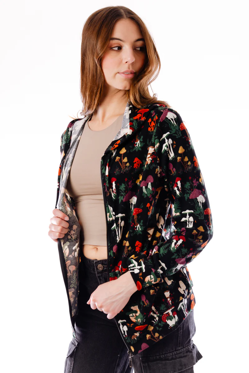 Small Multicolor Mushrooms Zip Hoodie - Image 3