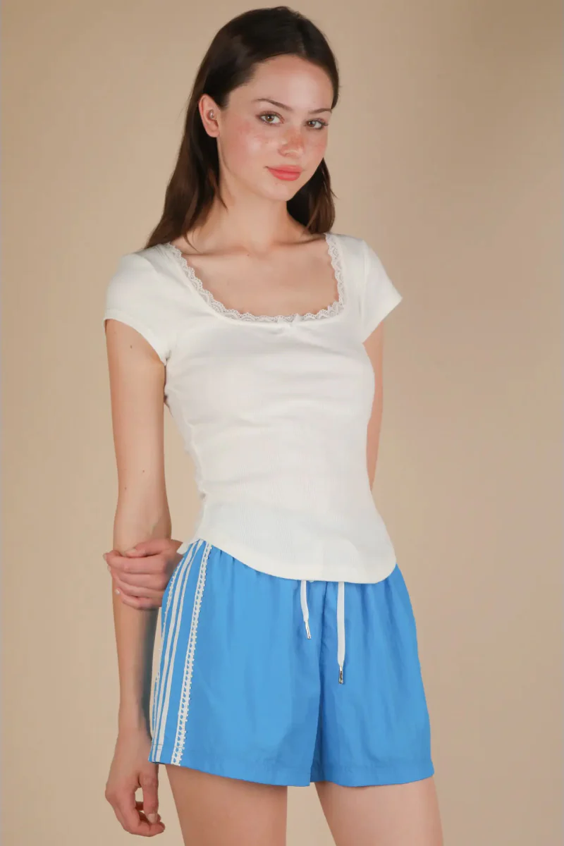 Lace & Bow Ribbed Top - Image 3