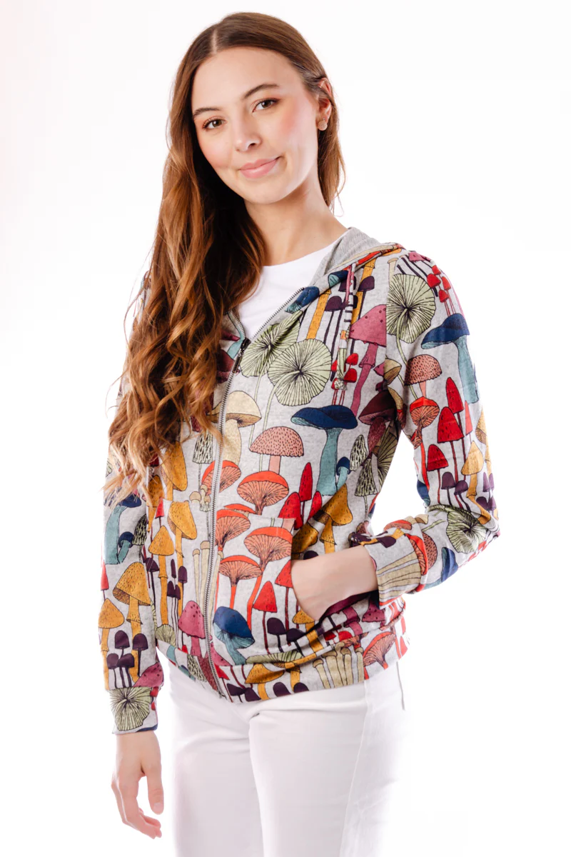Whimsical Mushroom Zip-Up Hoodie - Image 4