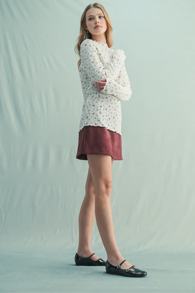 Ditsy Floral Mock-Neck Top - Image 3