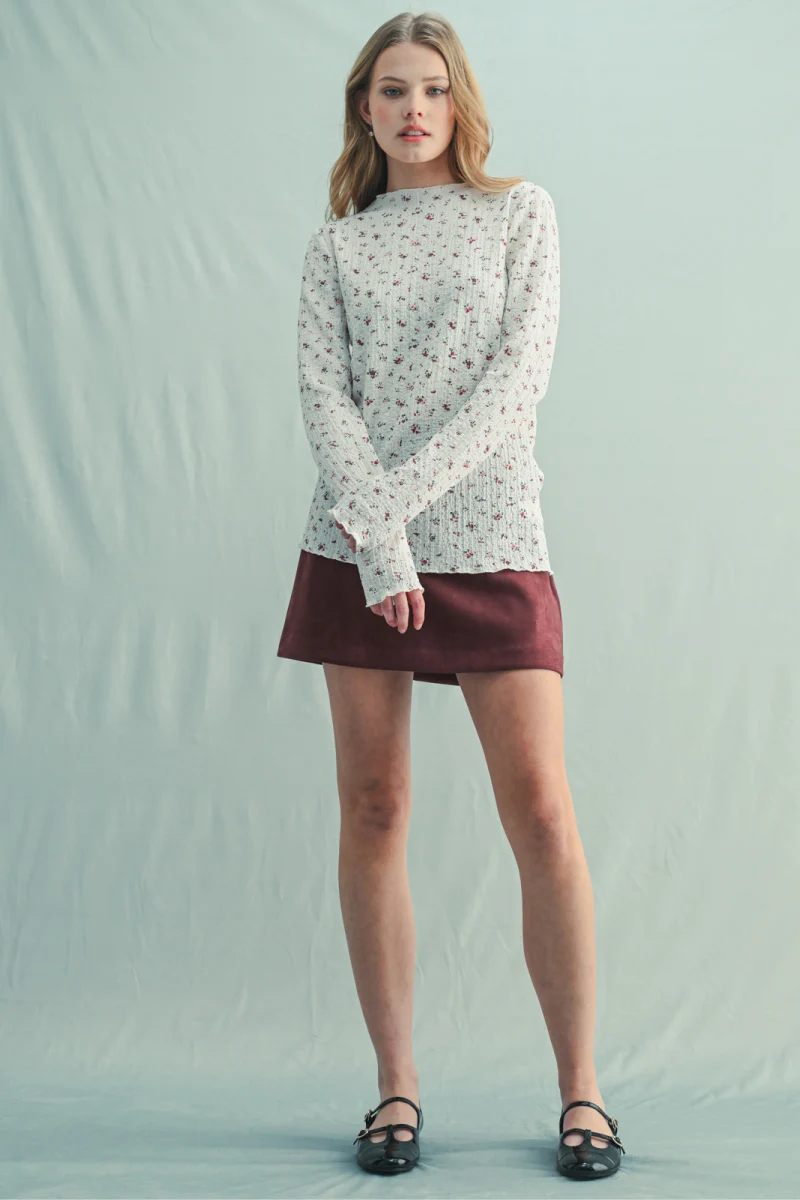 Ditsy Floral Mock-Neck Top - Image 4