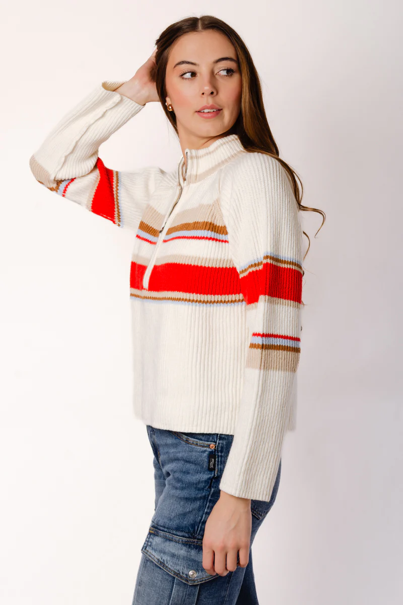 Half Zip Striped Sweater - Image 3