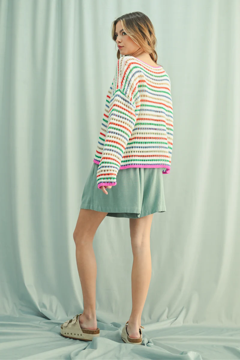 Stripe Crochet Sweater - Image 2