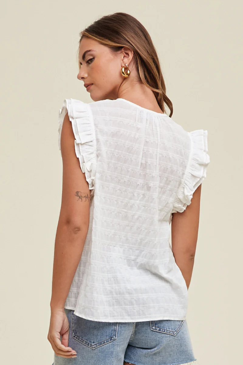 Textured Ruffle Sleeve Top - Image 4